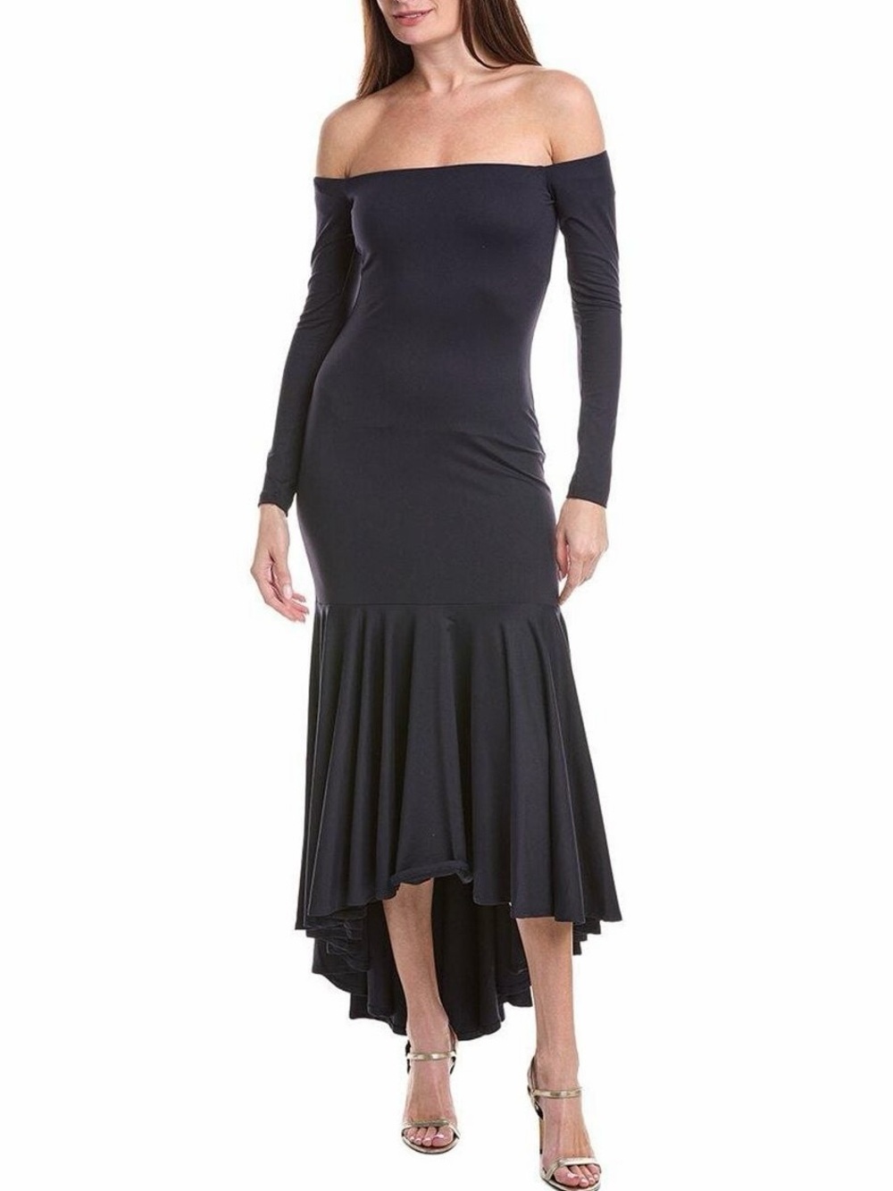 Susana Monaco Black Off Shoulder High Low Maxi Dress XS
